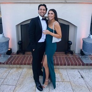 Nookie Teal floor length one shoulder dress. Size small and only worn once.